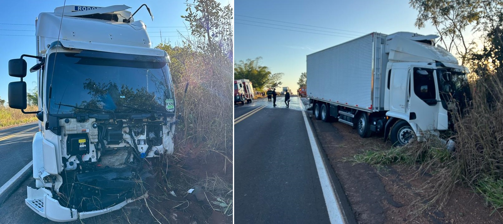 Caminhão ficou com a frente destruída - Foto: Jornal da Nova